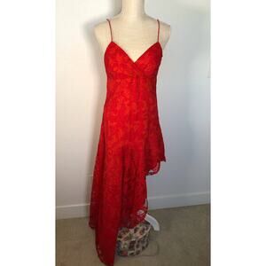 Nicole Miller Asymmetrical Red Lace Dress - 4